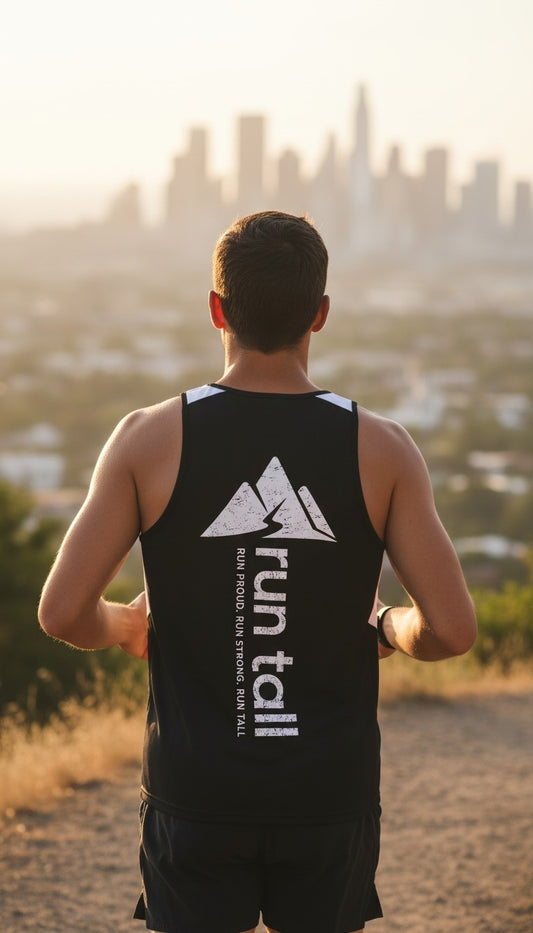 Run Tall Men's Race Day Tank (White Logo)