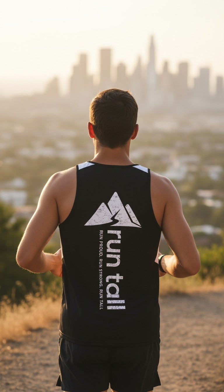 Run Tall Men's Race Day Tank (White Logo)